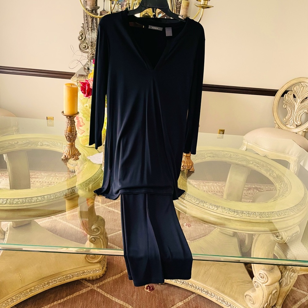 Black Liz Claiborne Shirt with DKNY Pants.